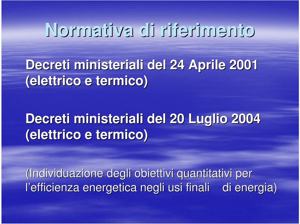2004 (elettrico e termico) (Individuazione degli obiettivi