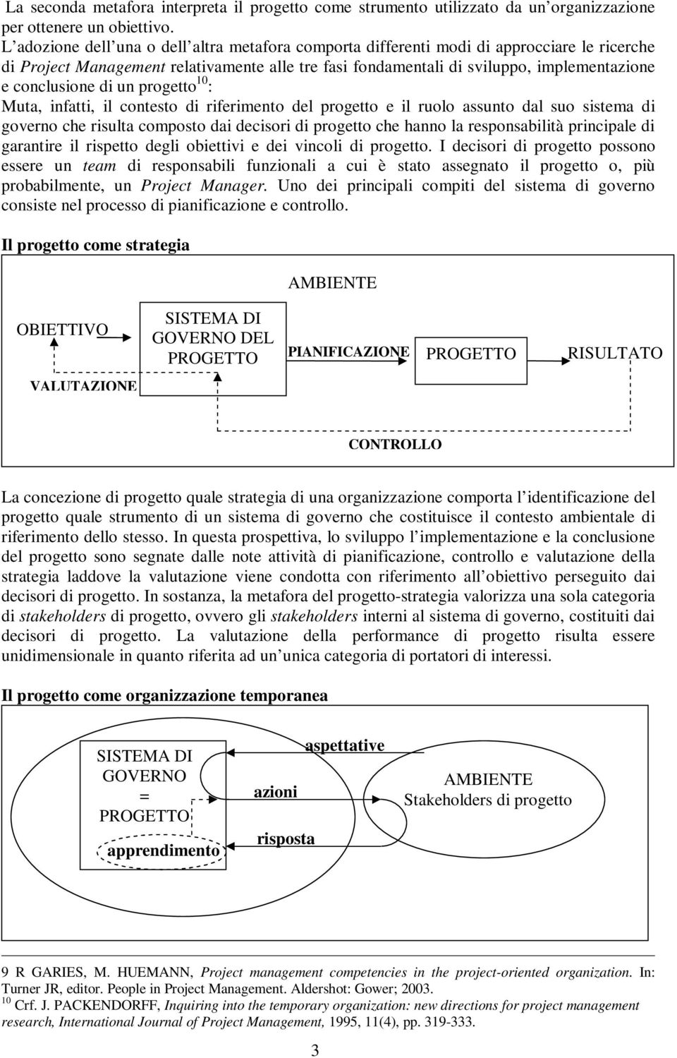 di un progetto 10 : Muta, infatti, il contesto di riferimento del progetto e il ruolo assunto dal suo sistema di governo che risulta composto dai decisori di progetto che hanno la responsabilità