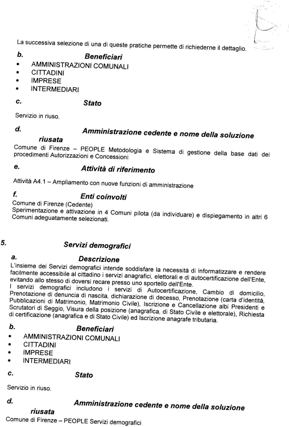 Beneficiari di certificazione (anagrafica e di Stato Civile) ed Iscrizione anagrafe tributaria.