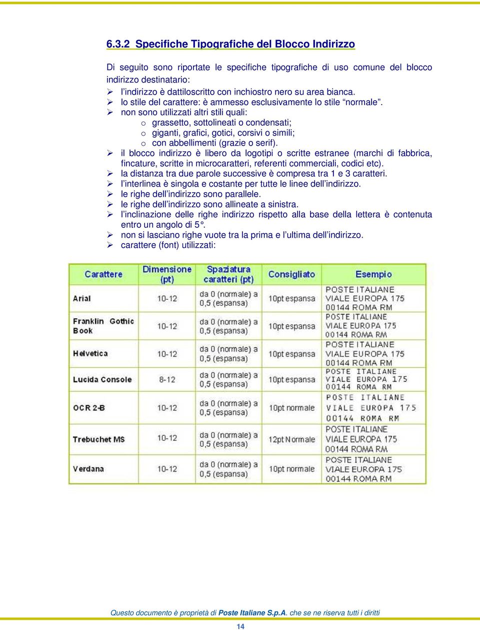 non sono utilizzati altri stili quali: o grassetto, sottolineati o condensati; o giganti, grafici, gotici, corsivi o simili; o con abbellimenti (grazie o serif).