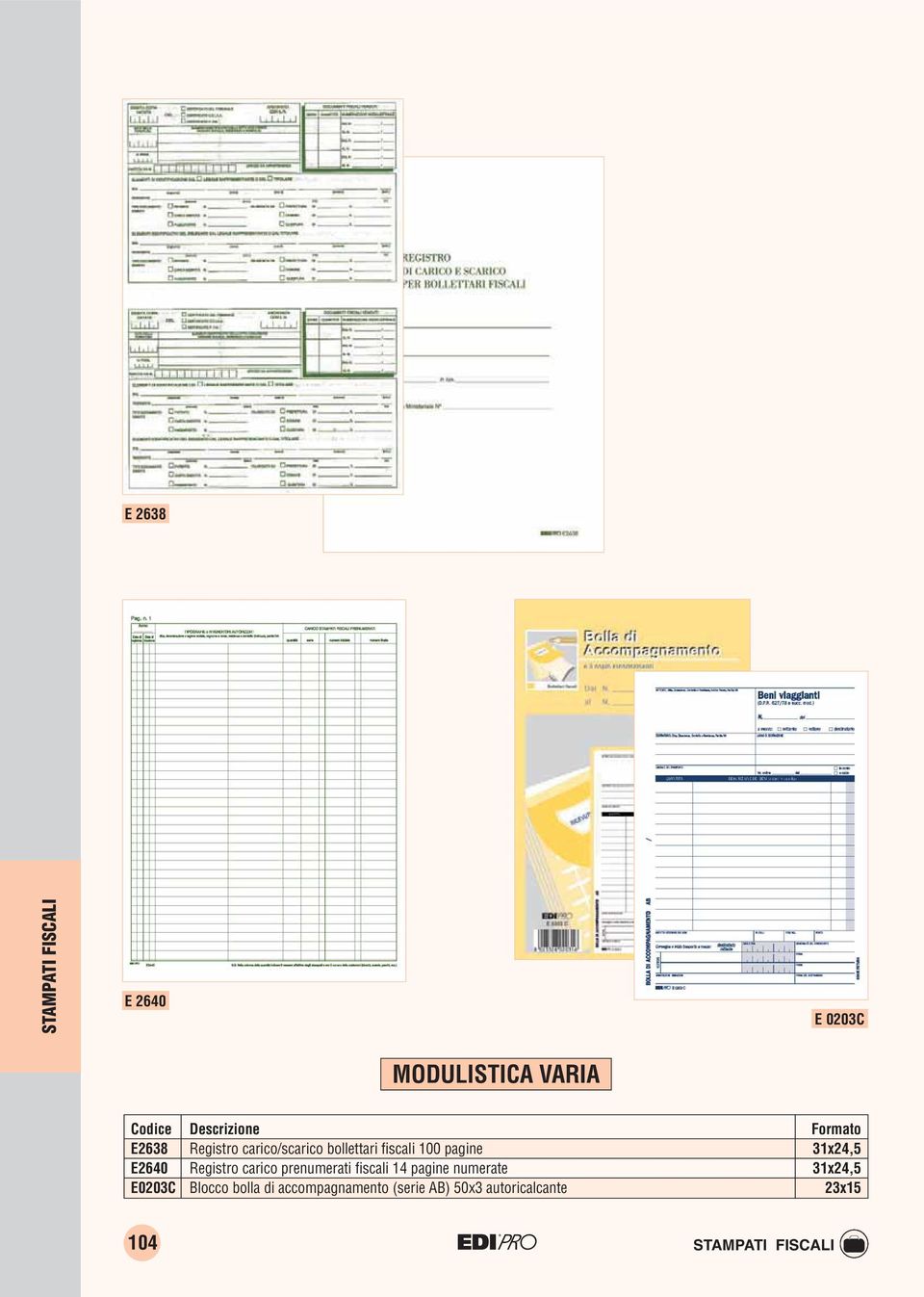 Registro carico prenumerati fiscali 14 pagine numerate 31x24,5 E0203C