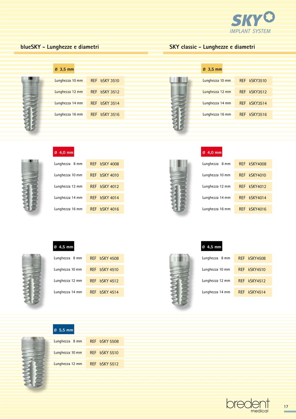 ksky4008 Lunghezza 10 mm REF bsky 4010 Lunghezza 10 mm REF ksky4010 Lunghezza 12 mm REF bsky 4012 Lunghezza 12 mm REF ksky4012 Lunghezza 14 mm REF bsky 4014 Lunghezza 14 mm REF ksky4014 Lunghezza 16