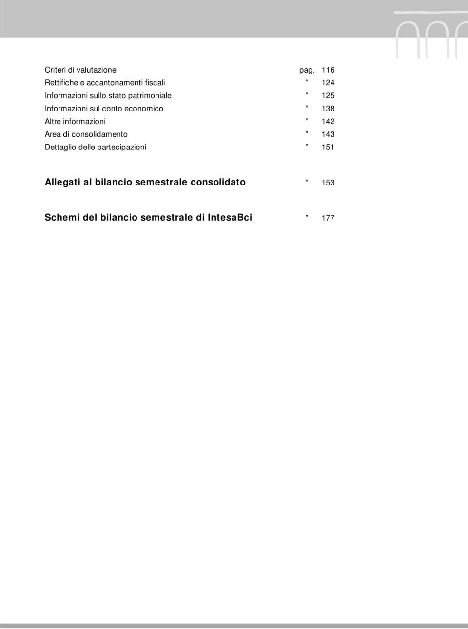 125 Informazioni sul conto economico 138 Altre informazioni 142 Area di