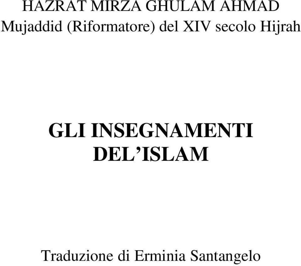 secolo Hijrah GLI INSEGNAMENTI