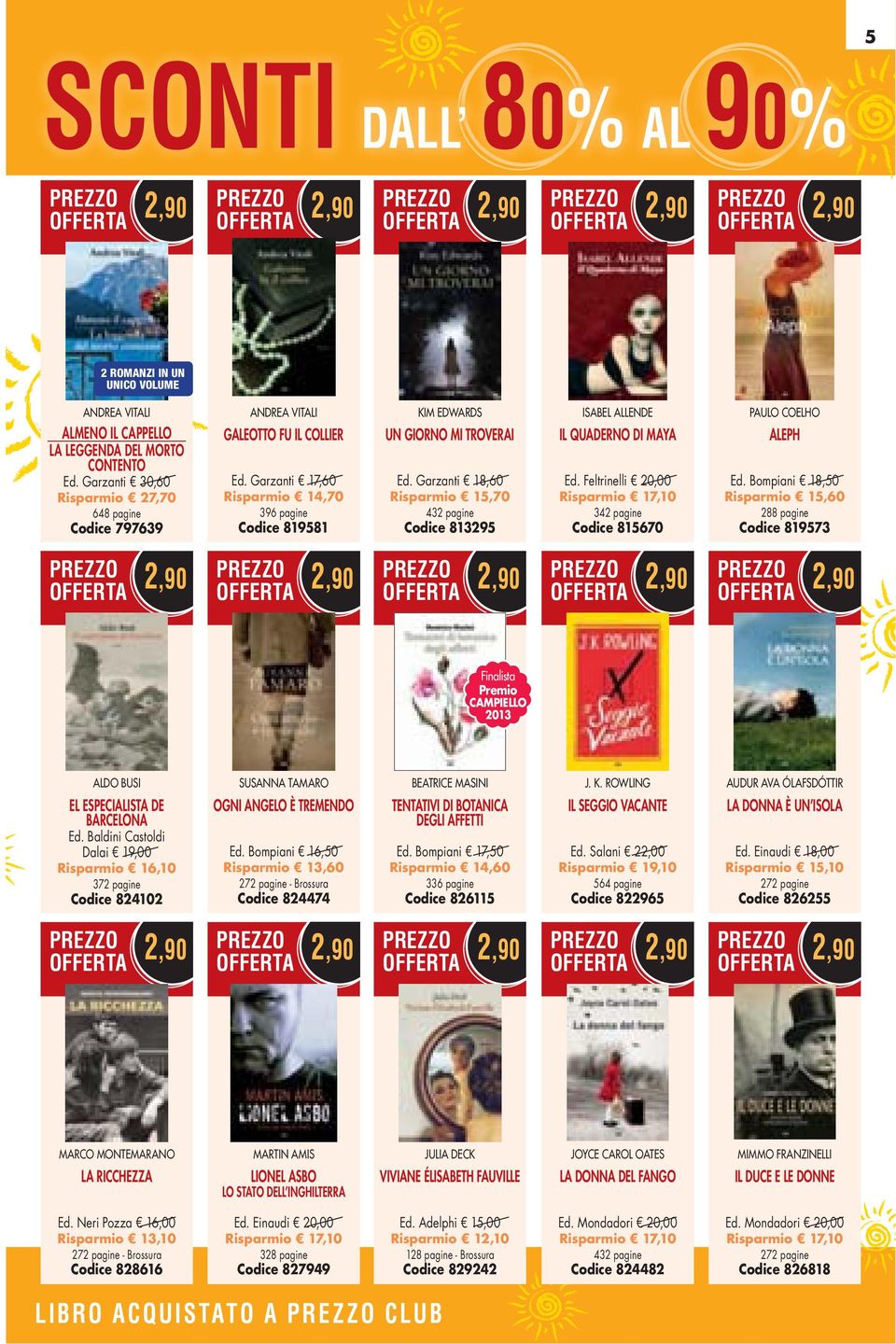 Garzanti 17,60 Risparmio 14,70 396 pagine Codice 819581 KIM EDWARDS UN GIORNO MI TROVERAI Ed. Garzanti 18,60 Risparmio 15,70 432 pagine Codice 813295 ISABEL ALLENDE IL QUADERNO DI MAYA Ed.