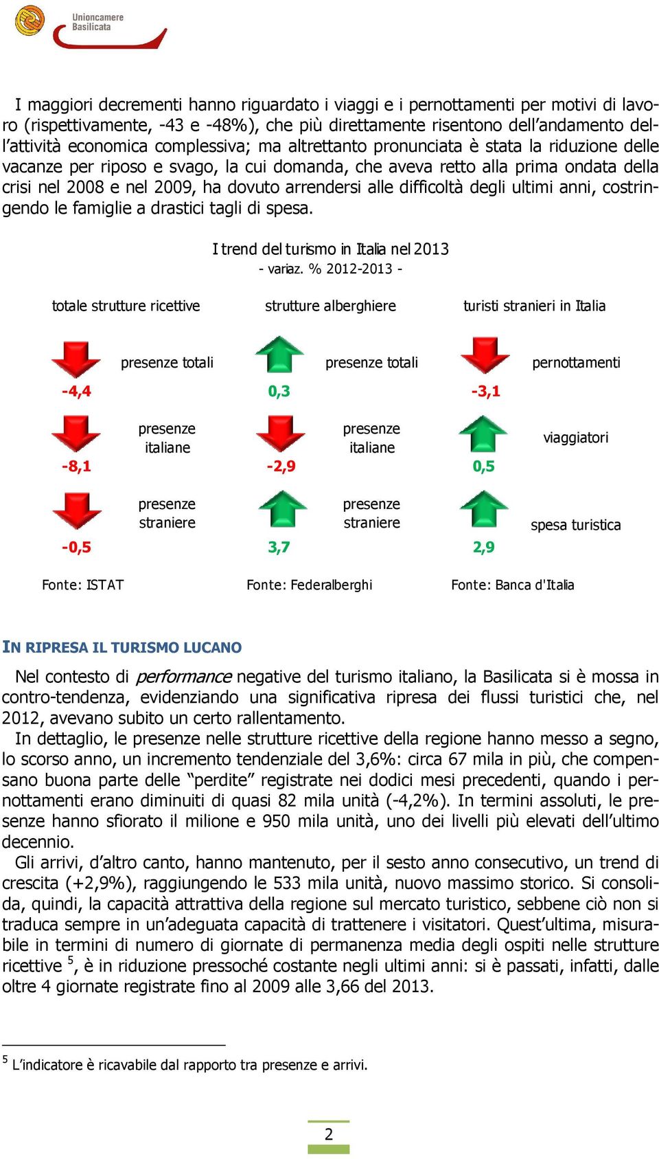 alle difficoltà degli ultimi anni, costringendo le famiglie a drastici tagli di spesa. I trend del turismo in Italia nel 2013 - variaz.