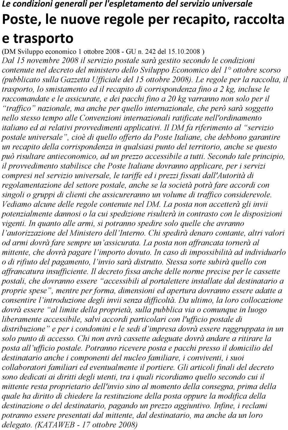 Ufficiale del 15 ottobre 2008).