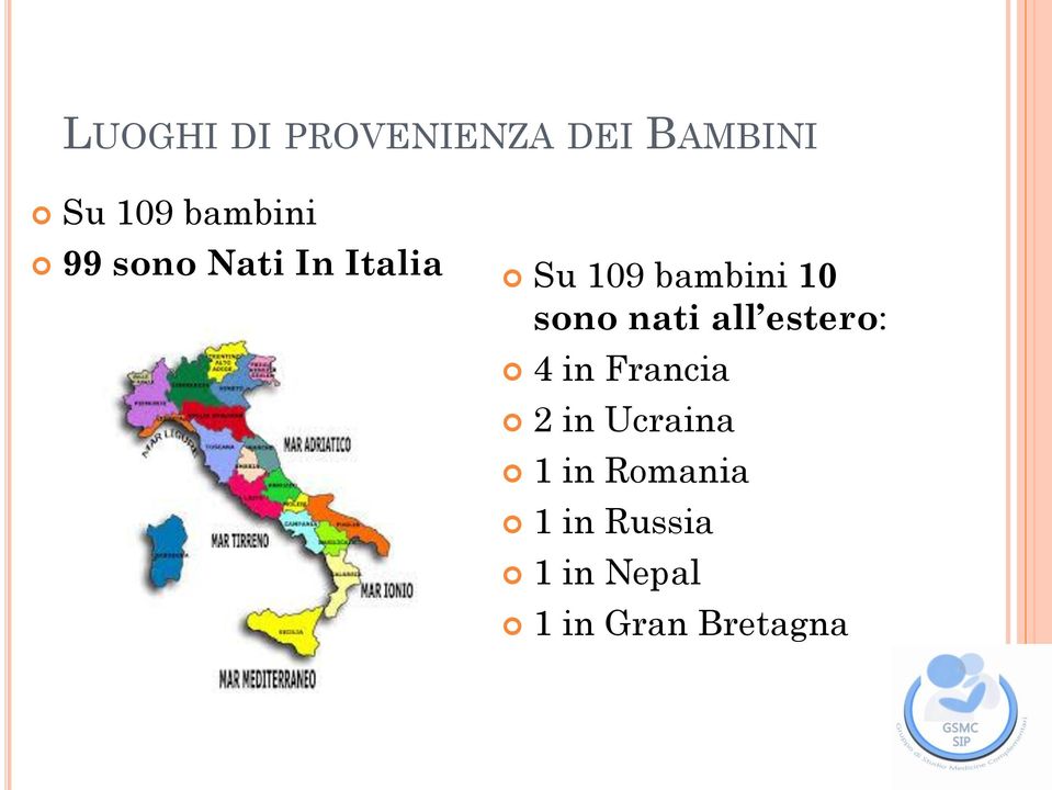 10 sono nati all estero: 4 in Francia 2 in