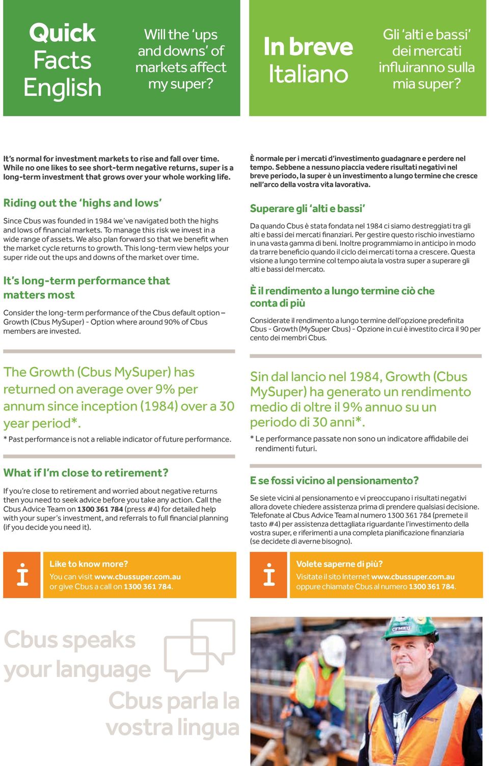 Riding out the highs and lows Since Cbus was founded in 1984 we ve navigated both the highs and lows of financial markets. To manage this risk we invest in a wide range of assets.