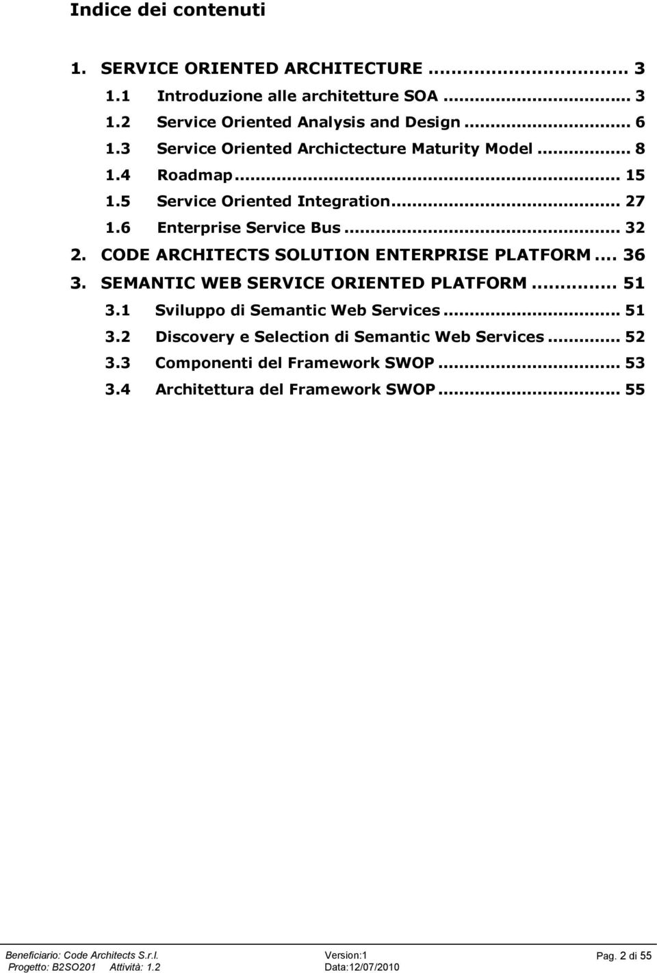 .. 32 2. CODE ARCHITECTS SOLUTION ENTERPRISE PLATFORM... 36 3. SEMANTIC WEB SERVICE ORIENTED PLATFORM... 51 3.1 Sviluppo di Semantic Web Services.