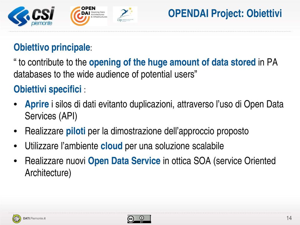 attraverso l uso di Open Data Services (API) Realizzare piloti per la dimostrazione dell approccio proposto Utilizzare l