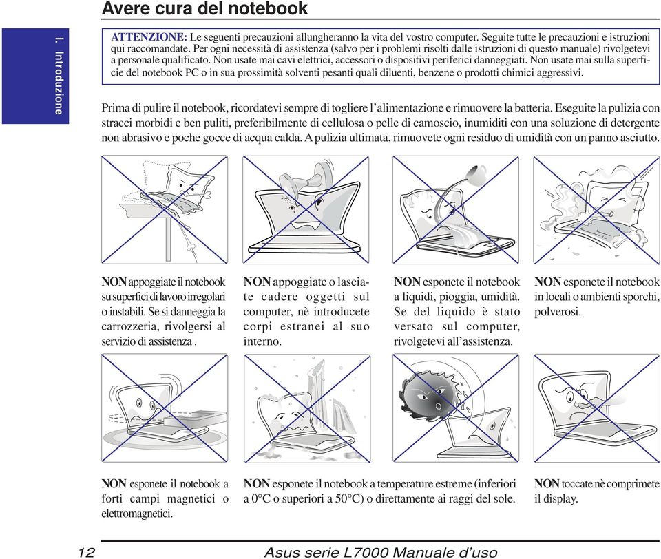 Non usate mai cavi elettrici, accessori o dispositivi periferici danneggiati.