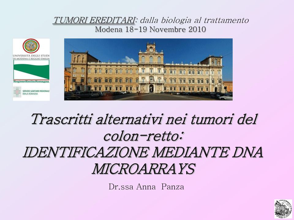 Trascritti alternativi nei tumori del