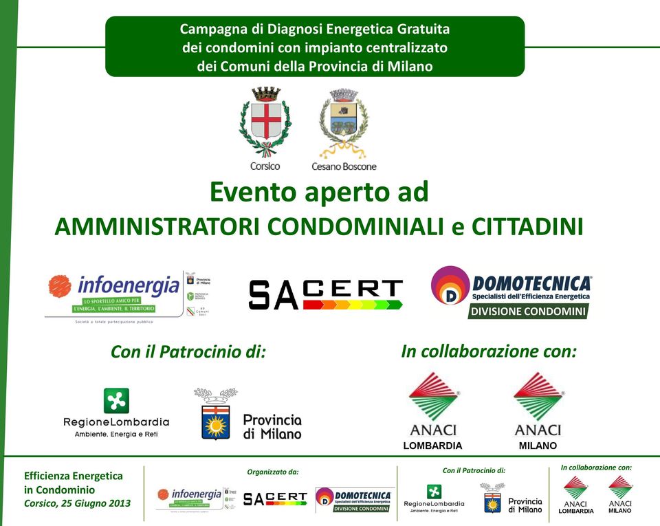 dei Comuni della Provincia di Milano Evento