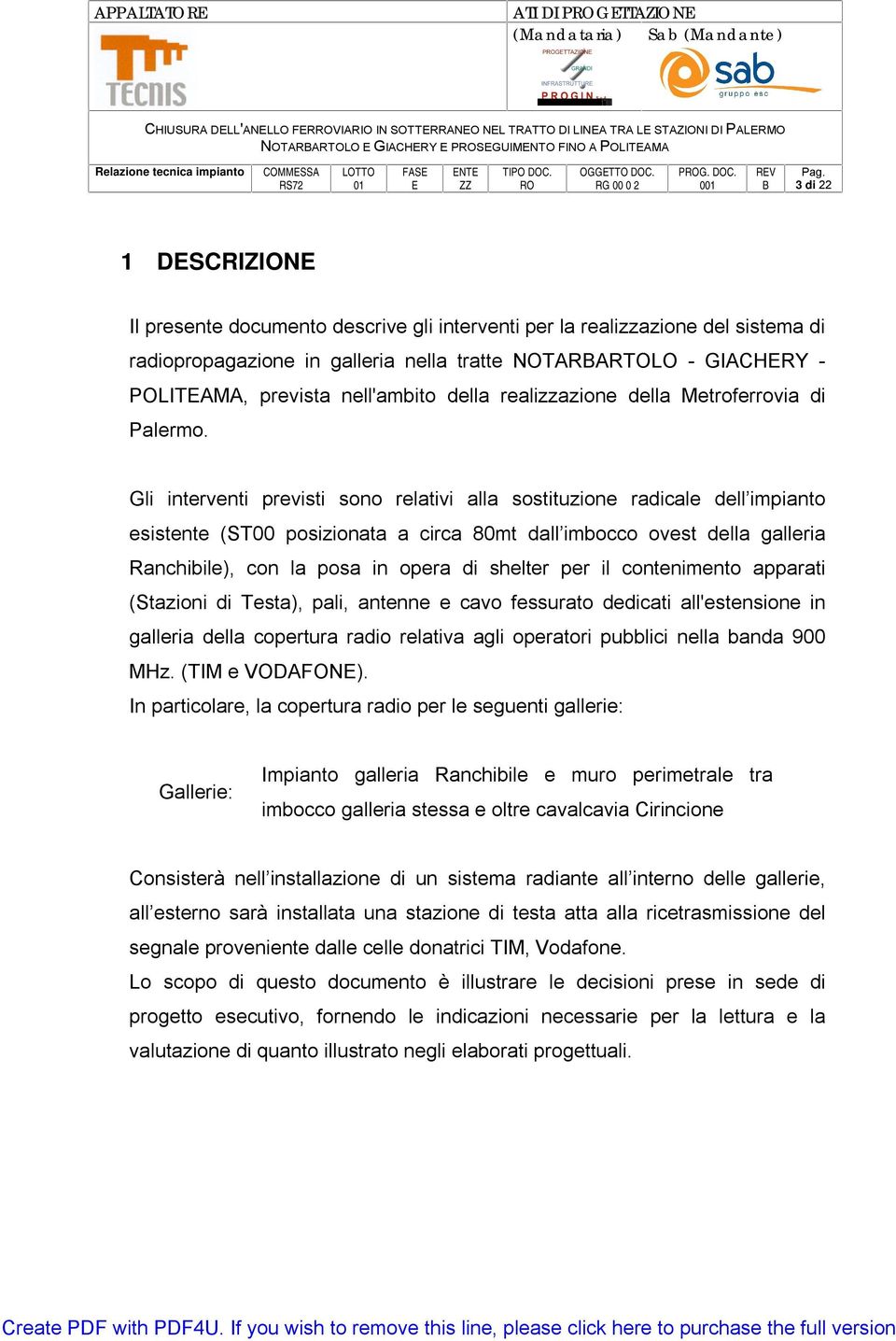 nell'ambito della realizzazione della Metroferrovia di Palermo.