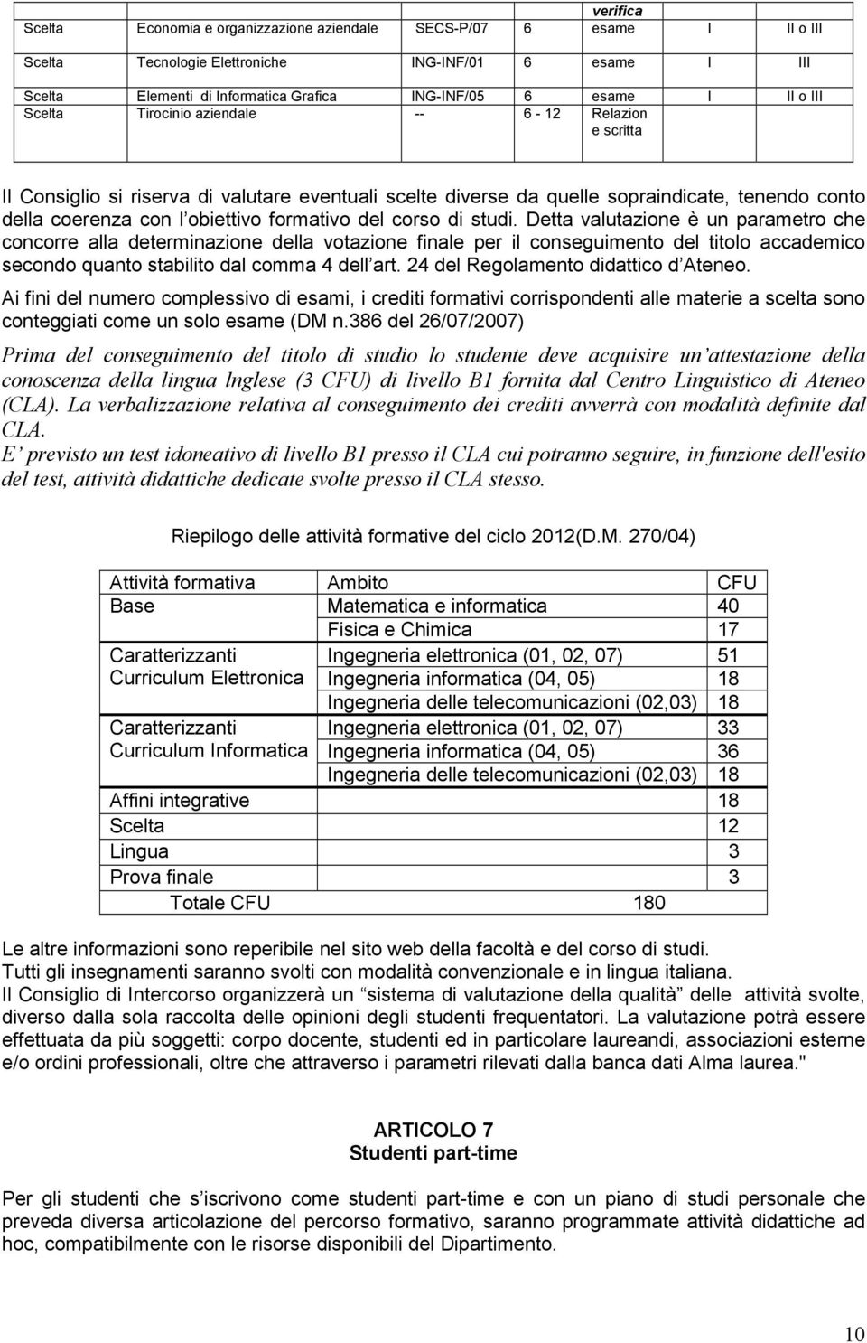 Detta valutazione è un parametro che concorre alla determinazione della votazione finale per il conseguimento del titolo accademico secondo quanto stabilito dal comma 4 dell art.