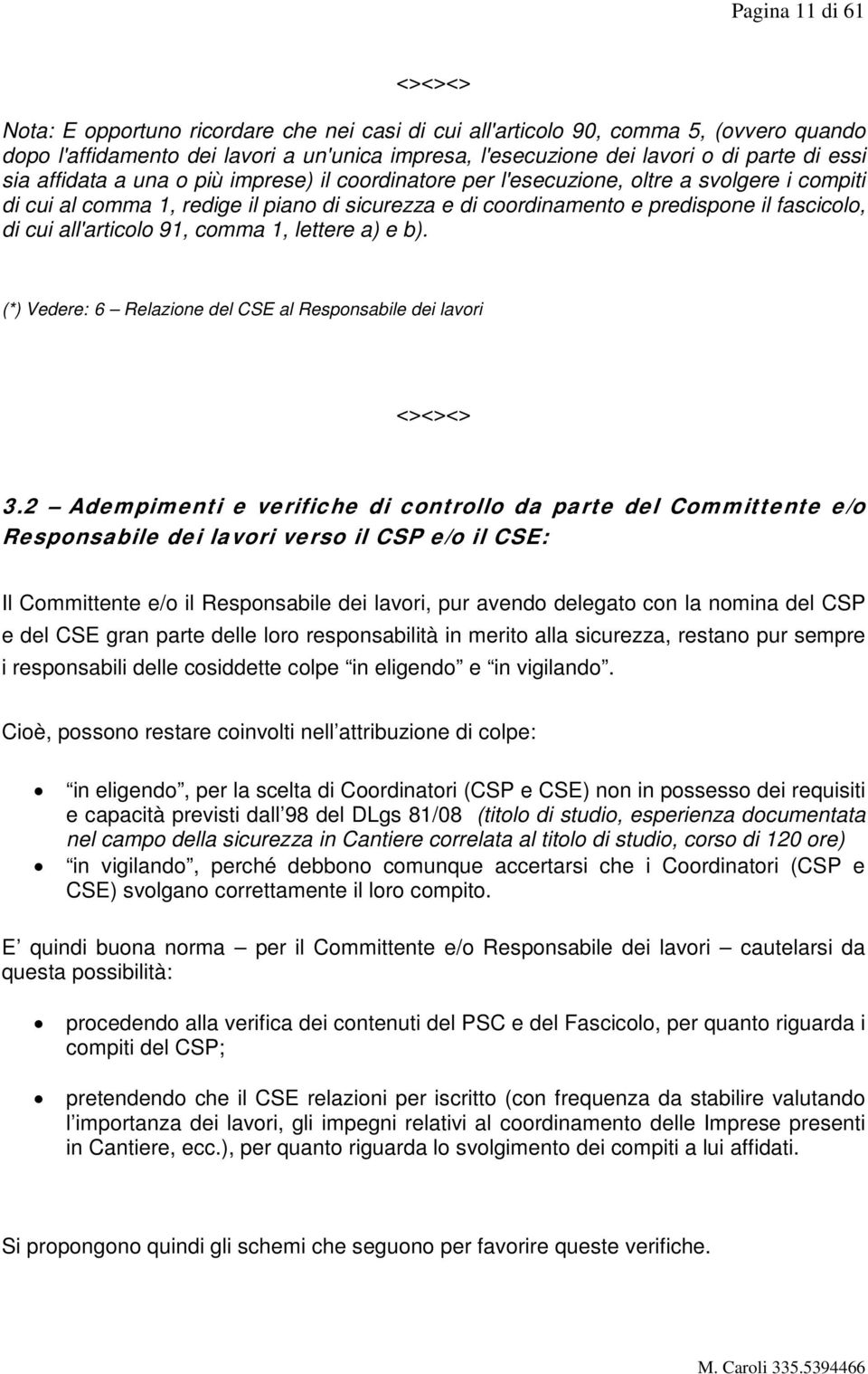 all'articolo 91, comma 1, lettere a) e b). (*) Vedere: 6 Relazione del CSE al Responsabile dei lavori 3.