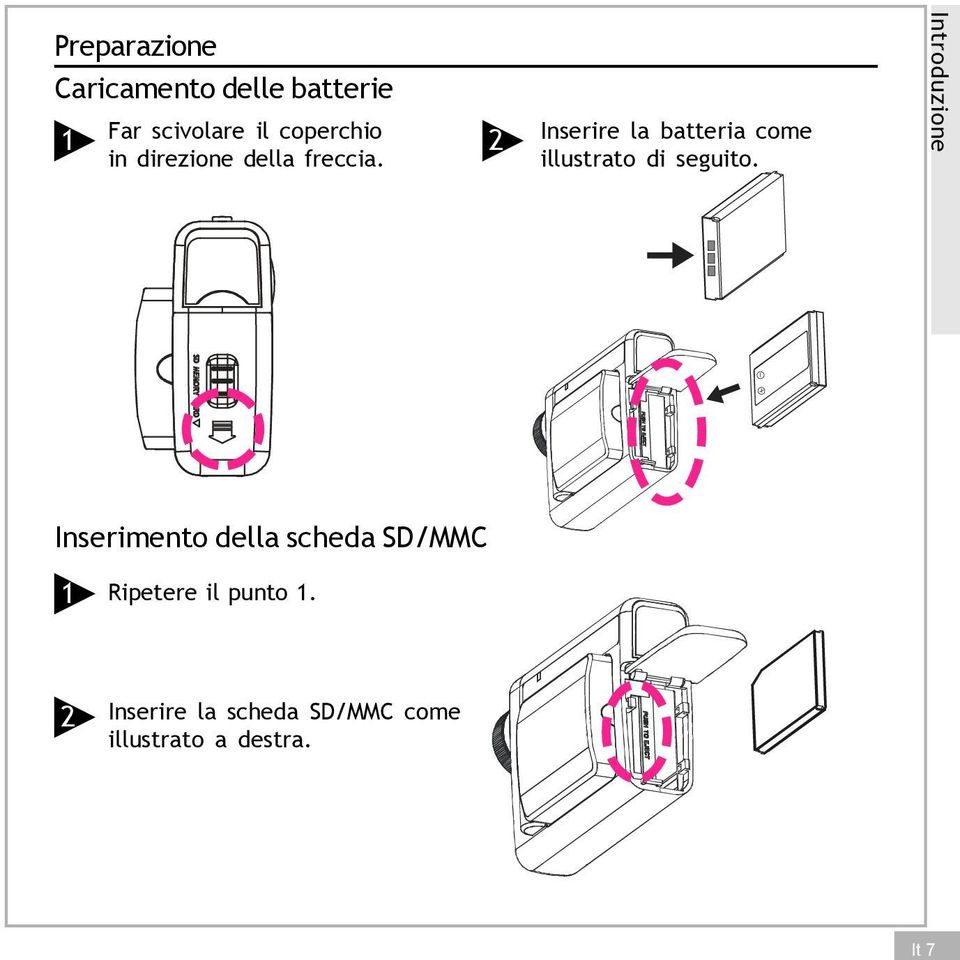 Inserire la batteria come illustrato di seguito.