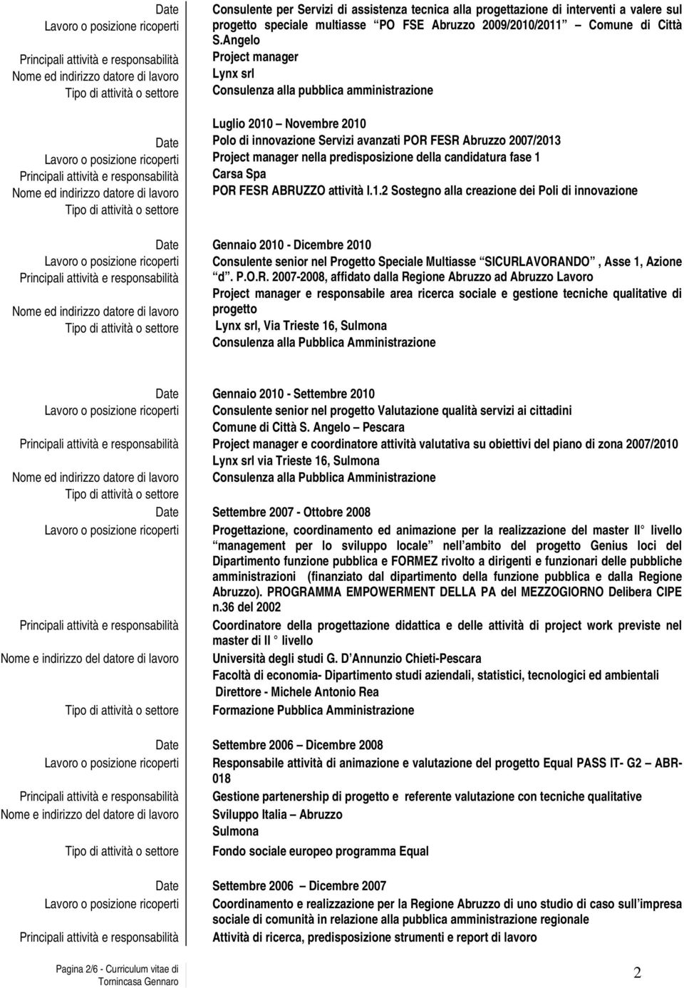 predisposizione della candidatura fase 1 