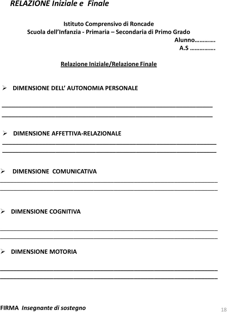 condaria di Primo Grado Alunno. A.S.