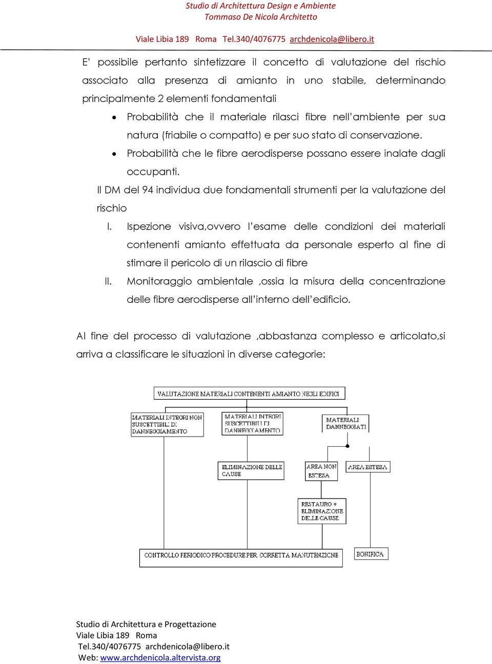 Il DM del 94 individua due fondamentali strumenti per la valutazione del rischio I.