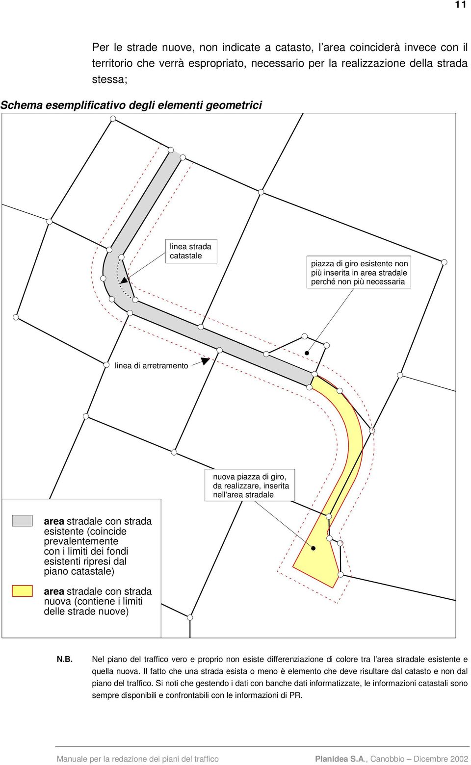 nell'area stradale area stradale con strada esistente (coincide prevalentemente con i limiti dei fondi esistenti ripresi dal piano catastale) area stradale con strada nuova (contiene i limiti delle