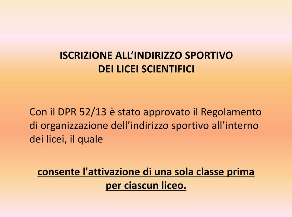 organizzazione dell indirizzo sportivo all interno dei licei,