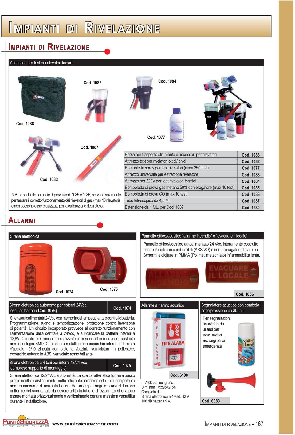 1085 e 1086) servono solamente per testare il corretto funzionamento dei rilevatori di gas (max 10 rilevatori) e non possono essere utilizzate per la calibrazione degli stessi.