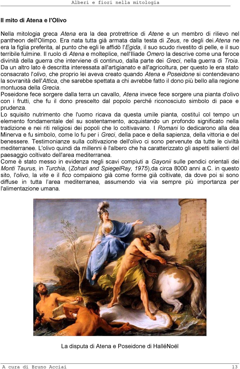 Il ruolo di Atena e molteplice, nell'iliade Omero la descrive come una feroce divinità della guerra che interviene di continuo, dalla parte dei Greci, nella guerra di Troia.