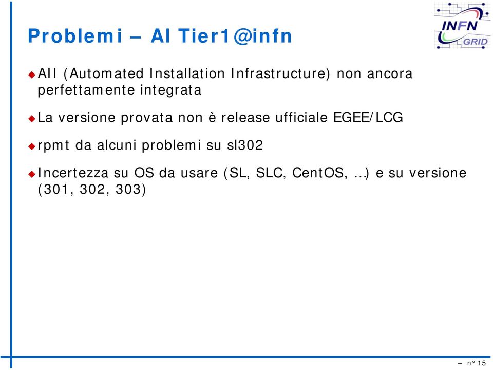 release ufficiale EGEE/LCG rpmt da alcuni problemi su sl302