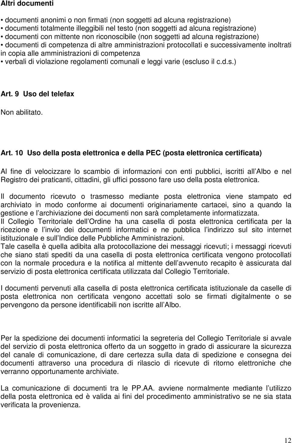 violazione regolamenti comunali e leggi varie (escluso il c.d.s.) Art.