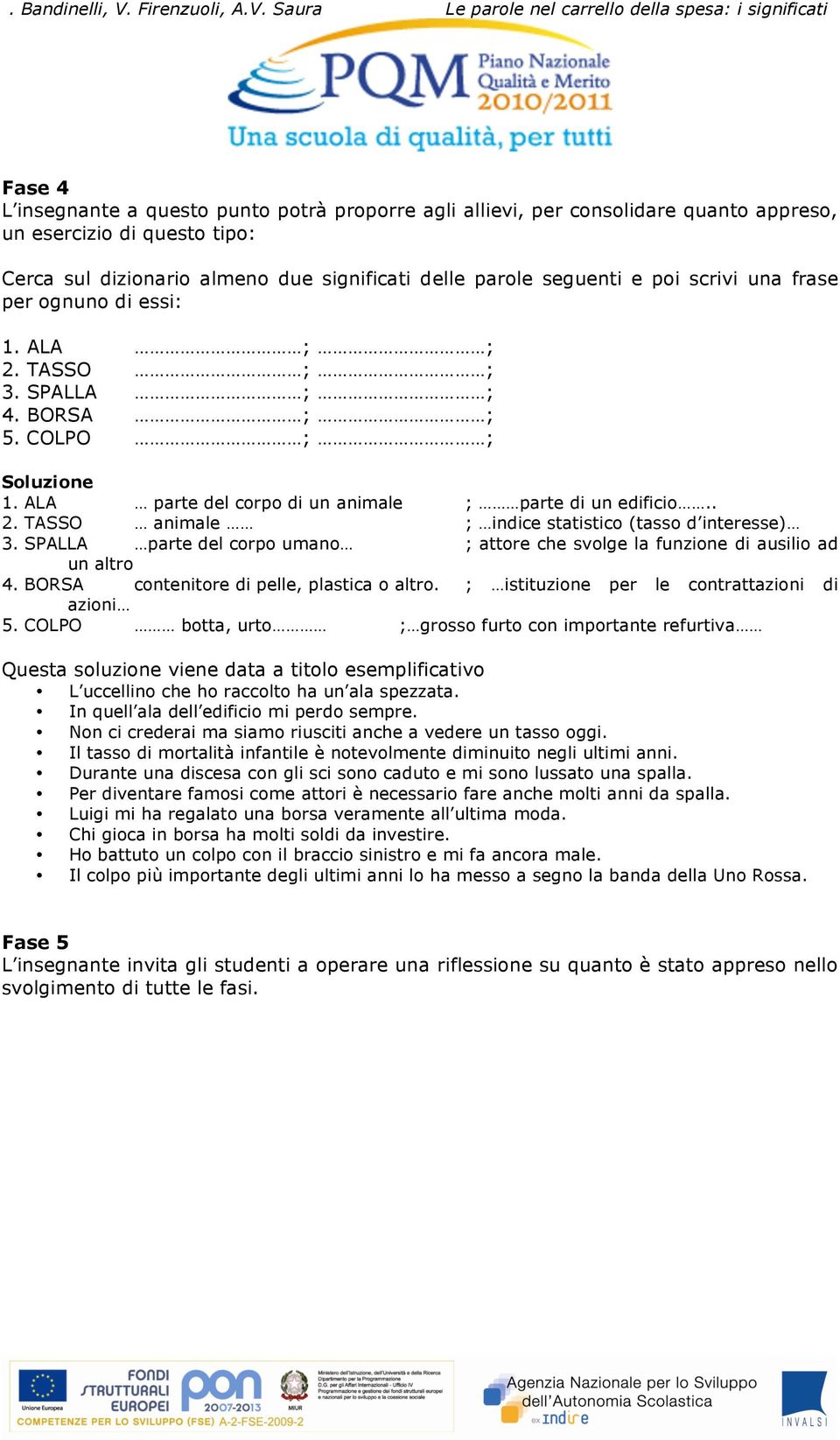 Saura Le parole nel carrello della spesa: i significati Fase 4 L insegnante a questo punto potrà proporre agli allievi, per consolidare quanto appreso, un esercizio di questo tipo: Cerca sul