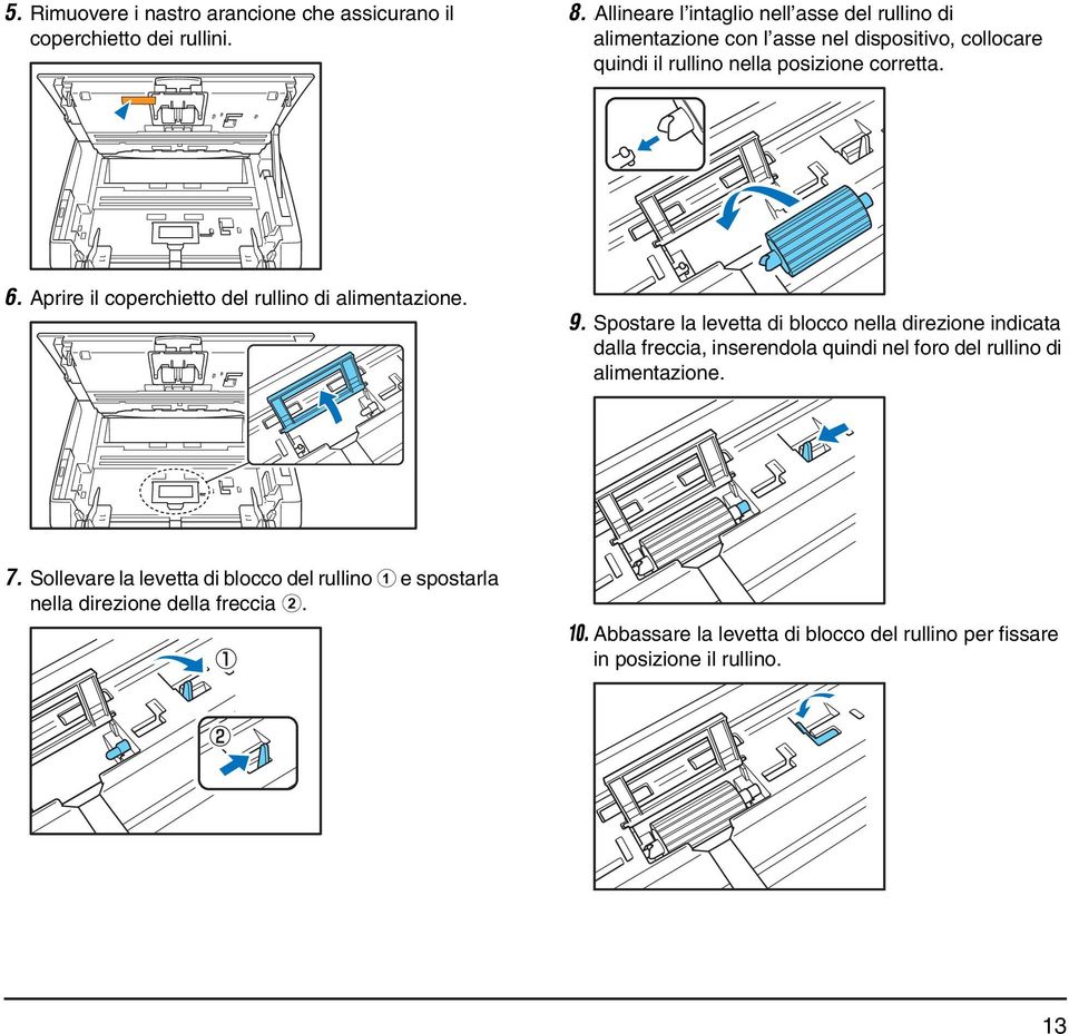 Aprire il coperchietto del rullino di alimentazione. 9.