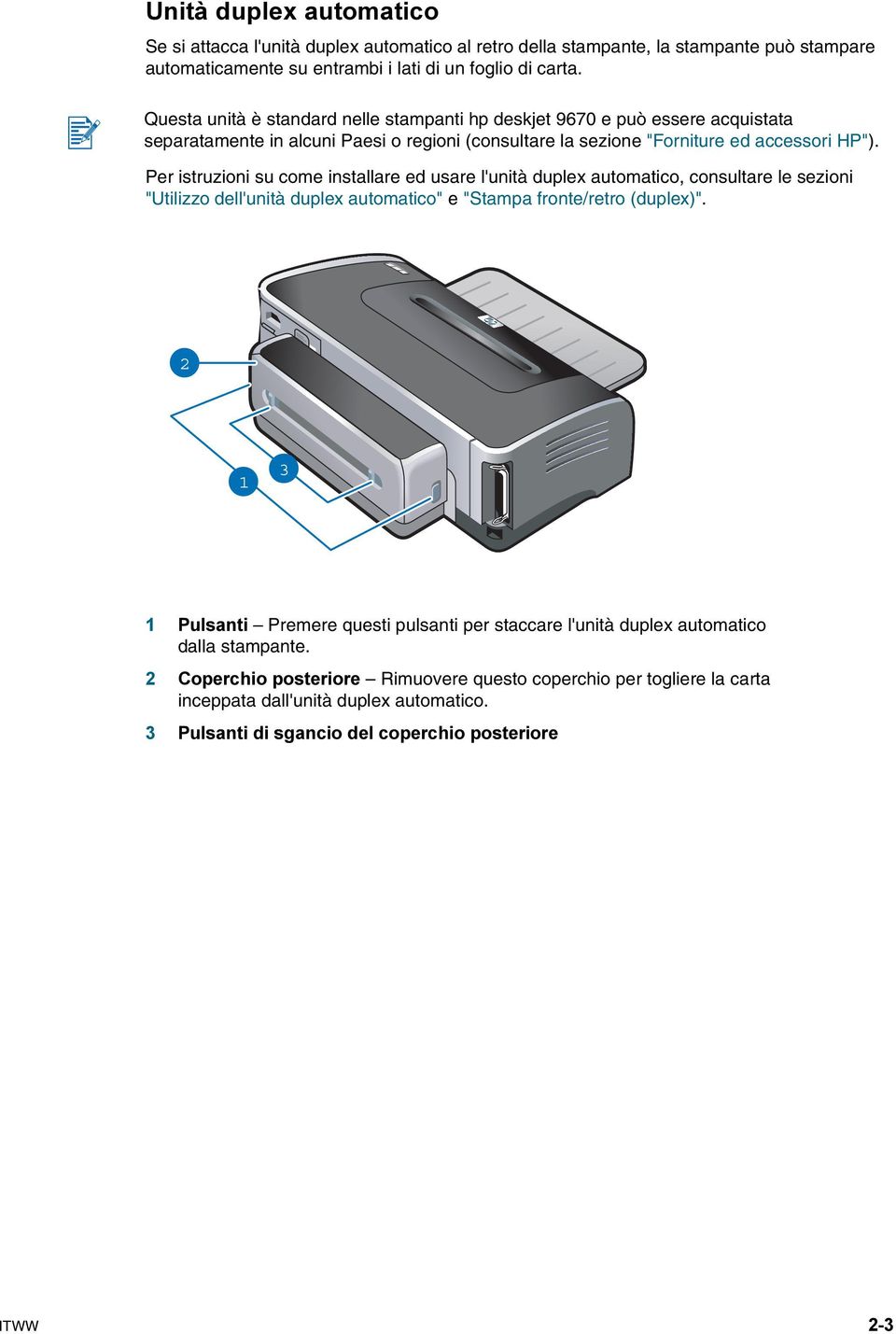 Per istruzioni su come installare ed usare l'unità duplex automatico, consultare le sezioni "Utilizzo dell'unità duplex automatico" e "Stampa fronte/retro (duplex)".