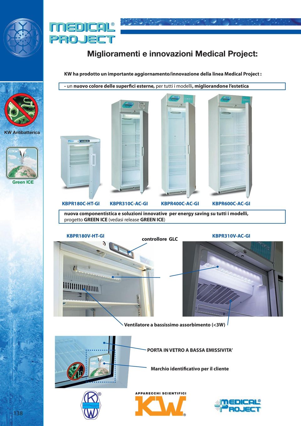 nuova componentistica e soluzioni innovative per energy saving su tutti i modelli, progetto GREEN ICE (vedasi release GREEN ICE) KBPR180V-HT-GI