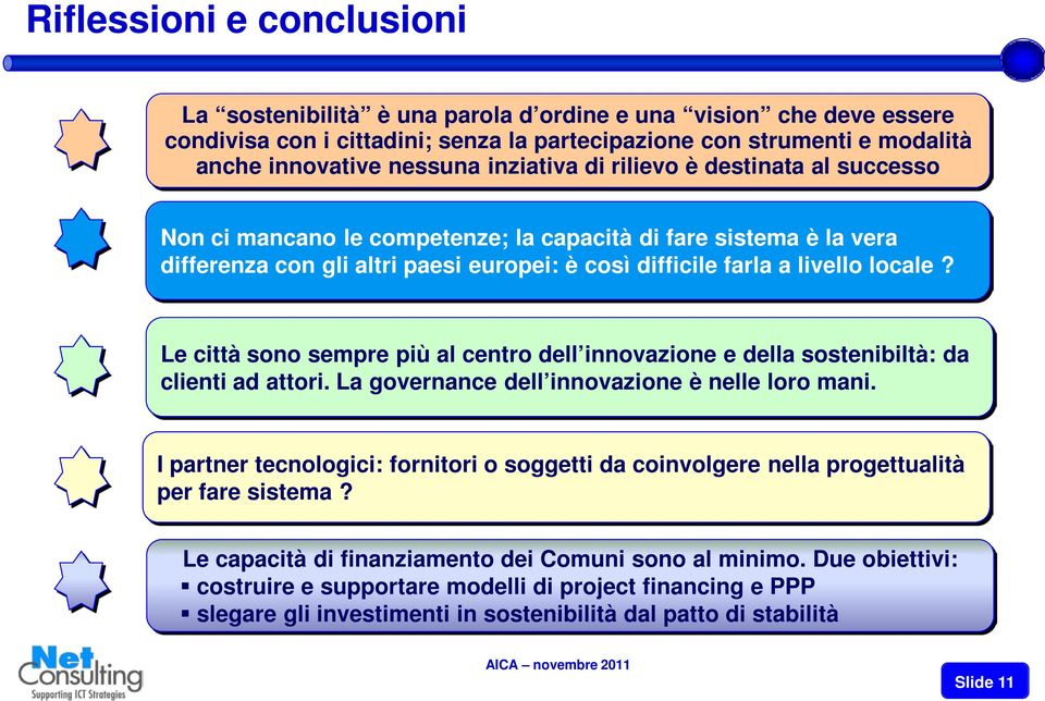 Le città sono sempre più al centro dell innovazione e della sostenibiltà: da clienti ad attori. La governance dell innovazione è nelle loro mani.