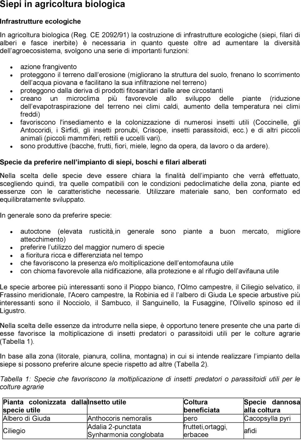 serie di importanti funzioni: azione frangivento proteggono il terreno dall erosione (migliorano la struttura del suolo, frenano lo scorrimento dell acqua piovana e facilitano la sua infiltrazione