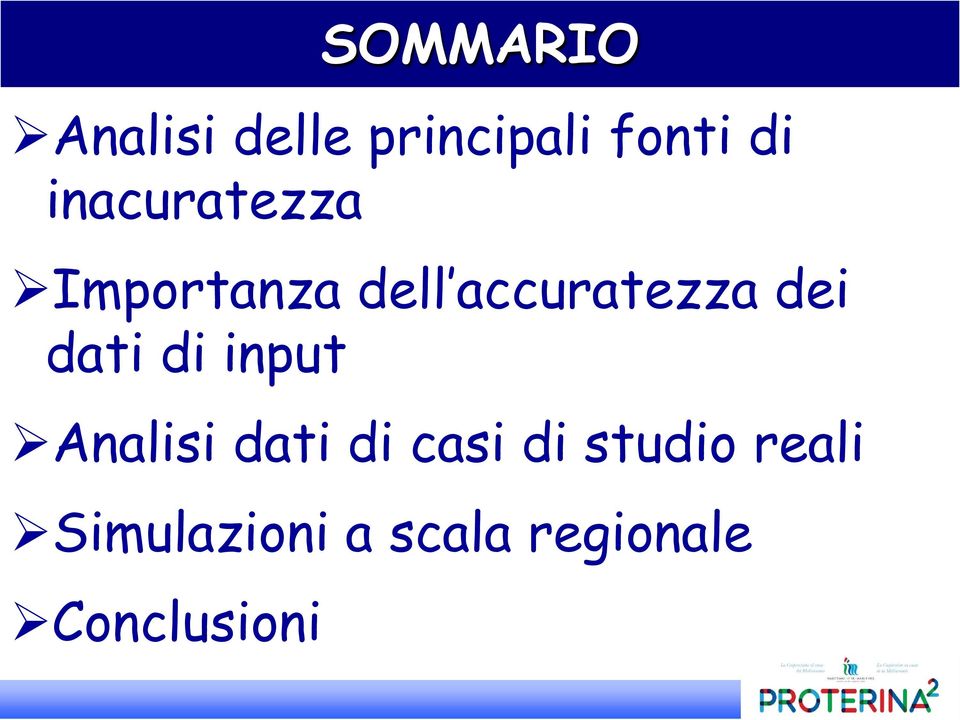 dati di input Analisi dati di casi di studio