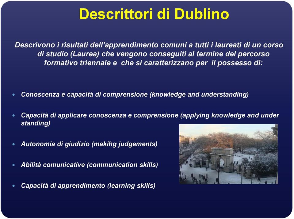 di comprensione (knowledge and understanding) Capacità di applicare conoscenza e comprensione (applying knowledge and under