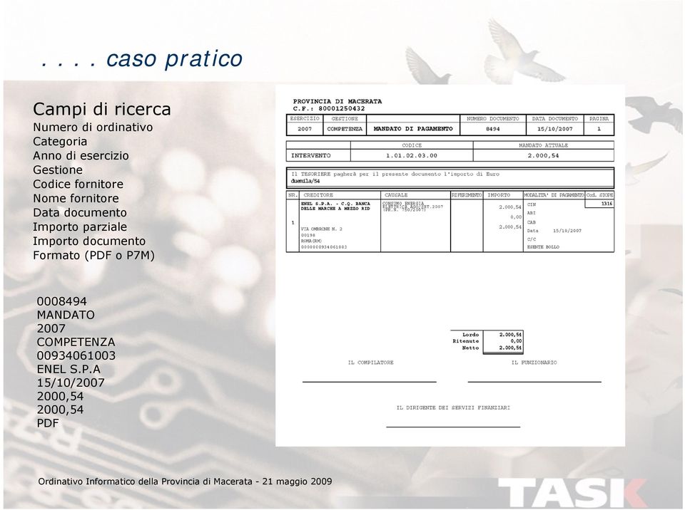 documento Importo parziale Importo documento Formato (PDF o P7M)