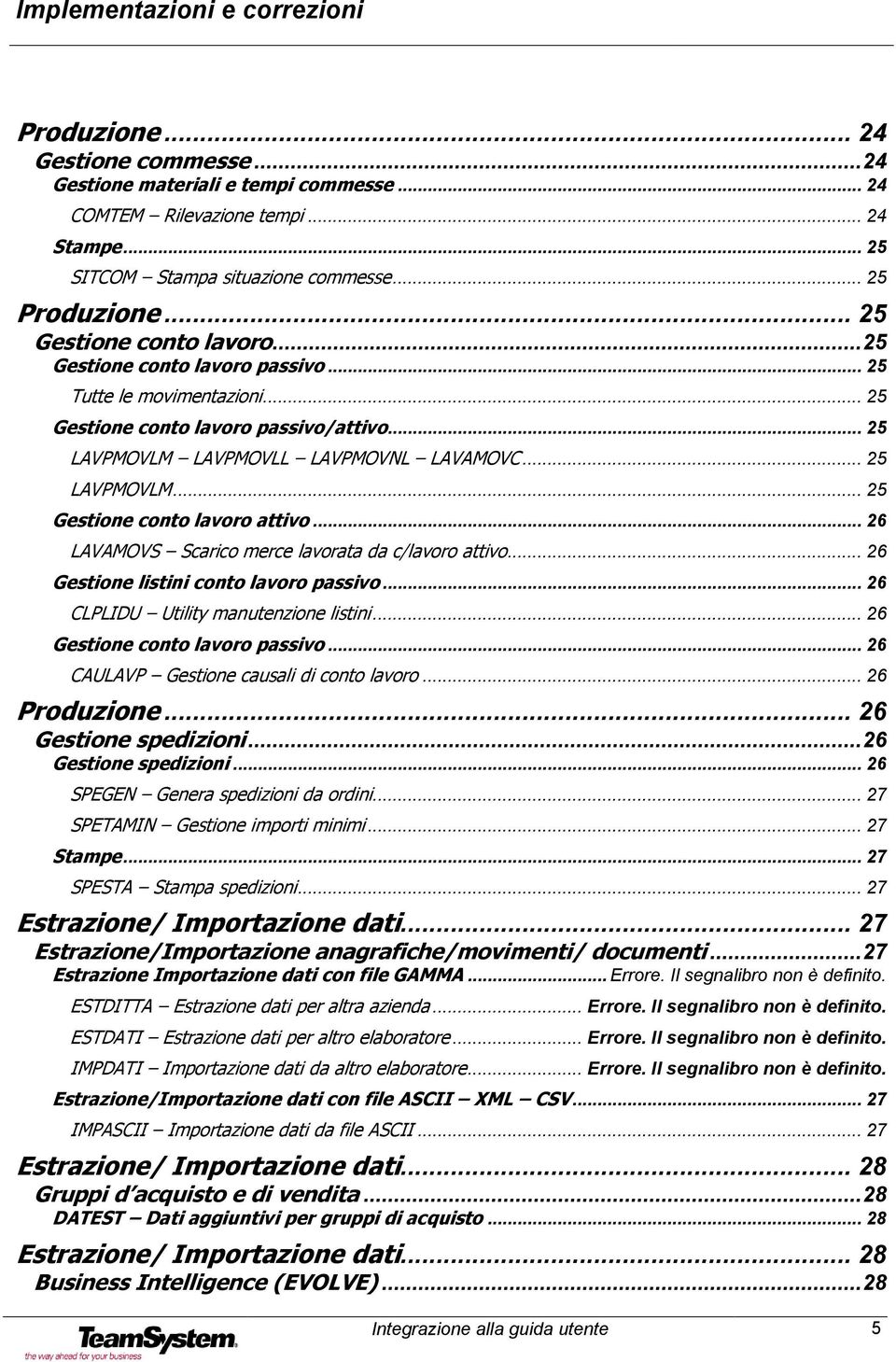 .. 26 LAVAMOVS Scarico merce lavorata da c/lavoro attivo... 26 Gestione listini conto lavoro passivo... 26 CLPLIDU Utility manutenzione listini... 26 Gestione conto lavoro passivo.