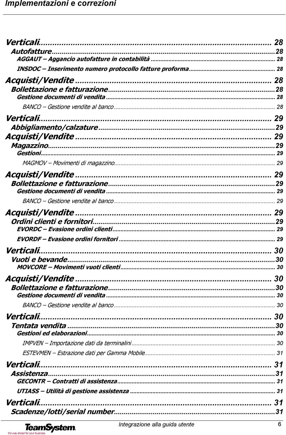 .. 29 MAGMOV Movimenti di magazzino... 29 Acquisti/Vendite... 29 Bollettazione e fatturazione... 29 Gestione documenti di vendita... 29 BANCO Gestione vendite al banco... 29 Acquisti/Vendite... 29 Ordini clienti e fornitori.