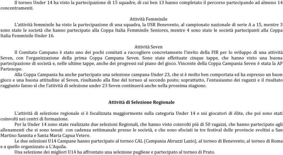 Coppa Italia Femminile Seniores, mentre 4 sono state le società partecipanti alla Coppa Italia Femminile Under 16.