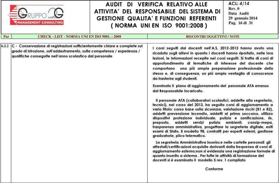 personale I corsi seguiti dai docenti nell A.S. 2012-2013 hanno avuto una ricaduta sugli allievi in quanto i docenti hanno riportato, nelle loro lezioni, le informazioni recepite nei corsi seguiti.