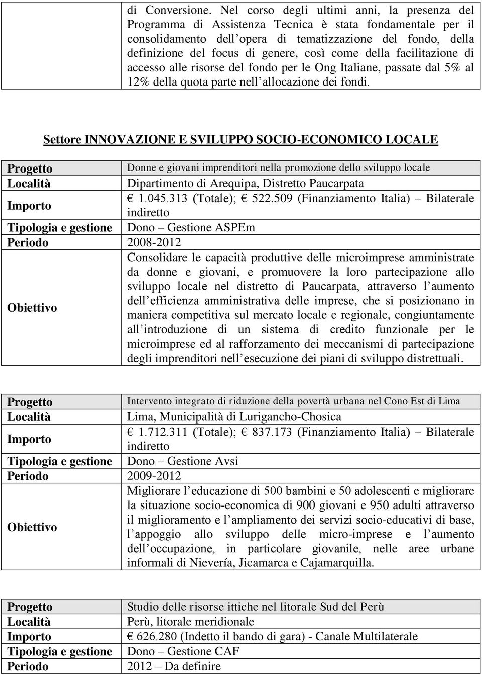 così come della facilitazione di accesso alle risorse del fondo per le Ong Italiane, passate dal 5% al 12% della quota parte nell allocazione dei fondi.