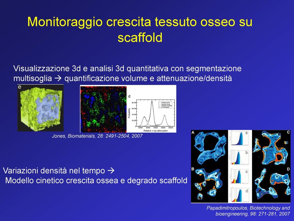 Jones, Biomaterials, 28: 2491-2504, 2007 Variazioni densità nel tempo Modello cinetico