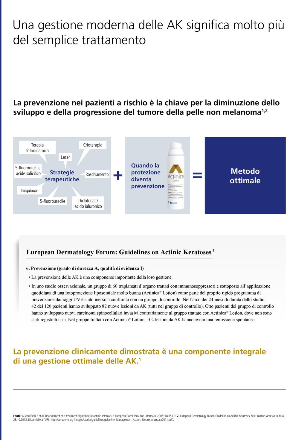 5-fluorouracile Diclofenac / acido ialuronico European Dermatology Forum: Guidelines on Actinic Keratoses 2 6.