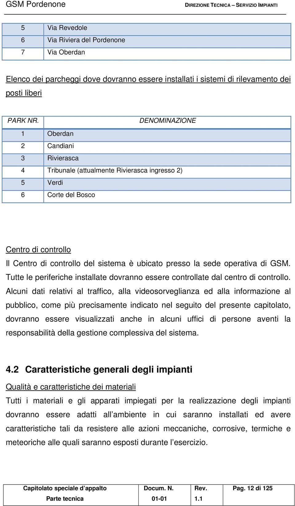 sede operativa di GSM. Tutte le periferiche installate dovranno essere controllate dal centro di controllo.