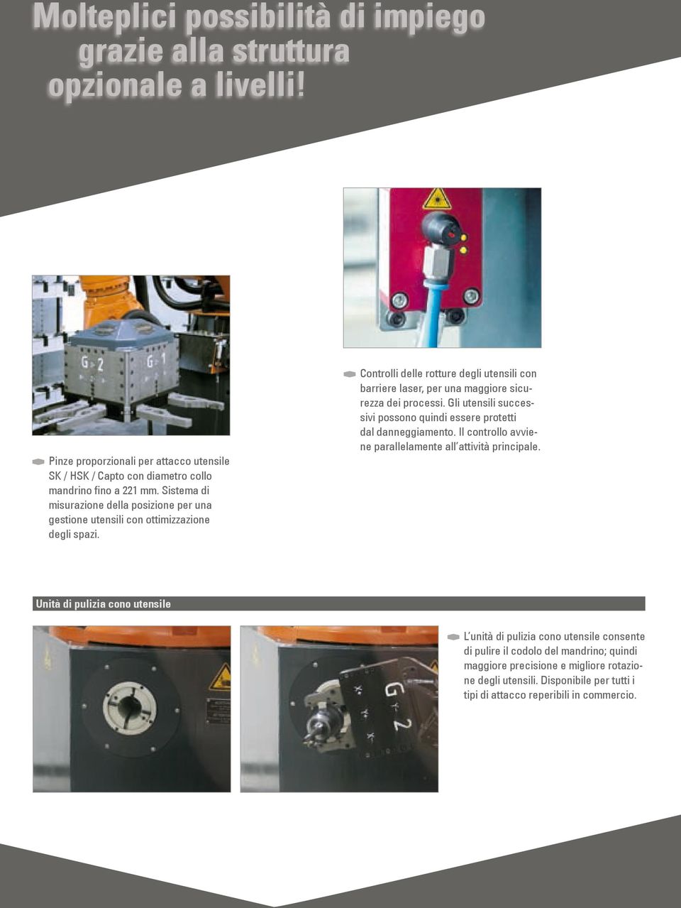 Controlli delle rotture degli utensili con barriere laser, per una maggiore sicurezza dei processi. Gli utensili successivi possono quindi essere protetti dal danneggiamento.