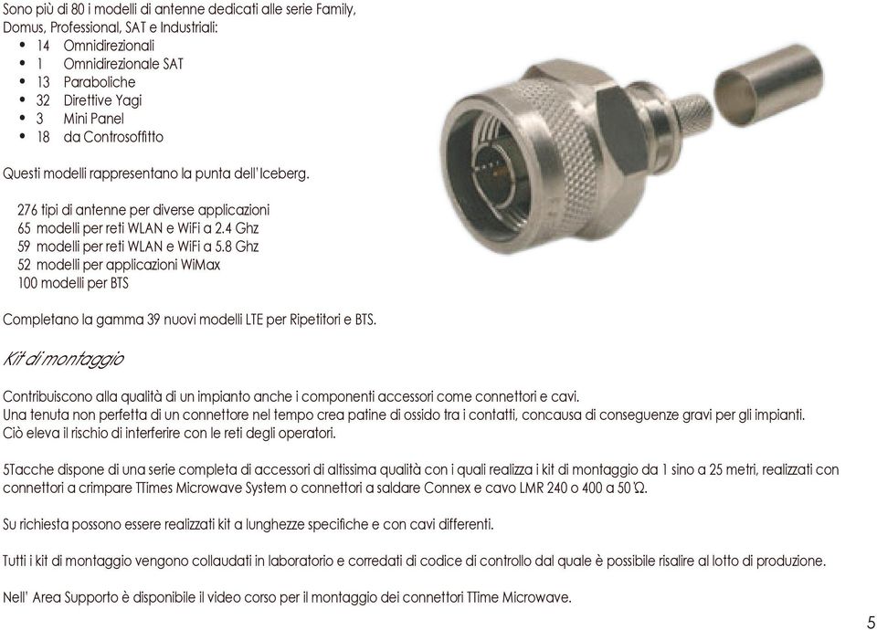 8 Ghz 52 modelli per applicazioni WiMax 100 modelli per BTS Completano la gamma 39 nuovi modelli LTE per Ripetitori e BTS.